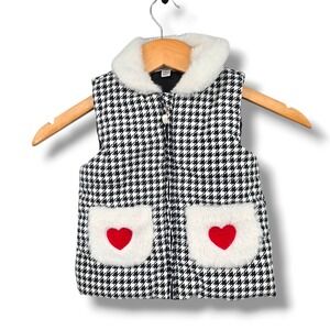Kids Headquarters Baby Girl Houndstooth Vest Faux Fur Collar &‎ Pockets 24M